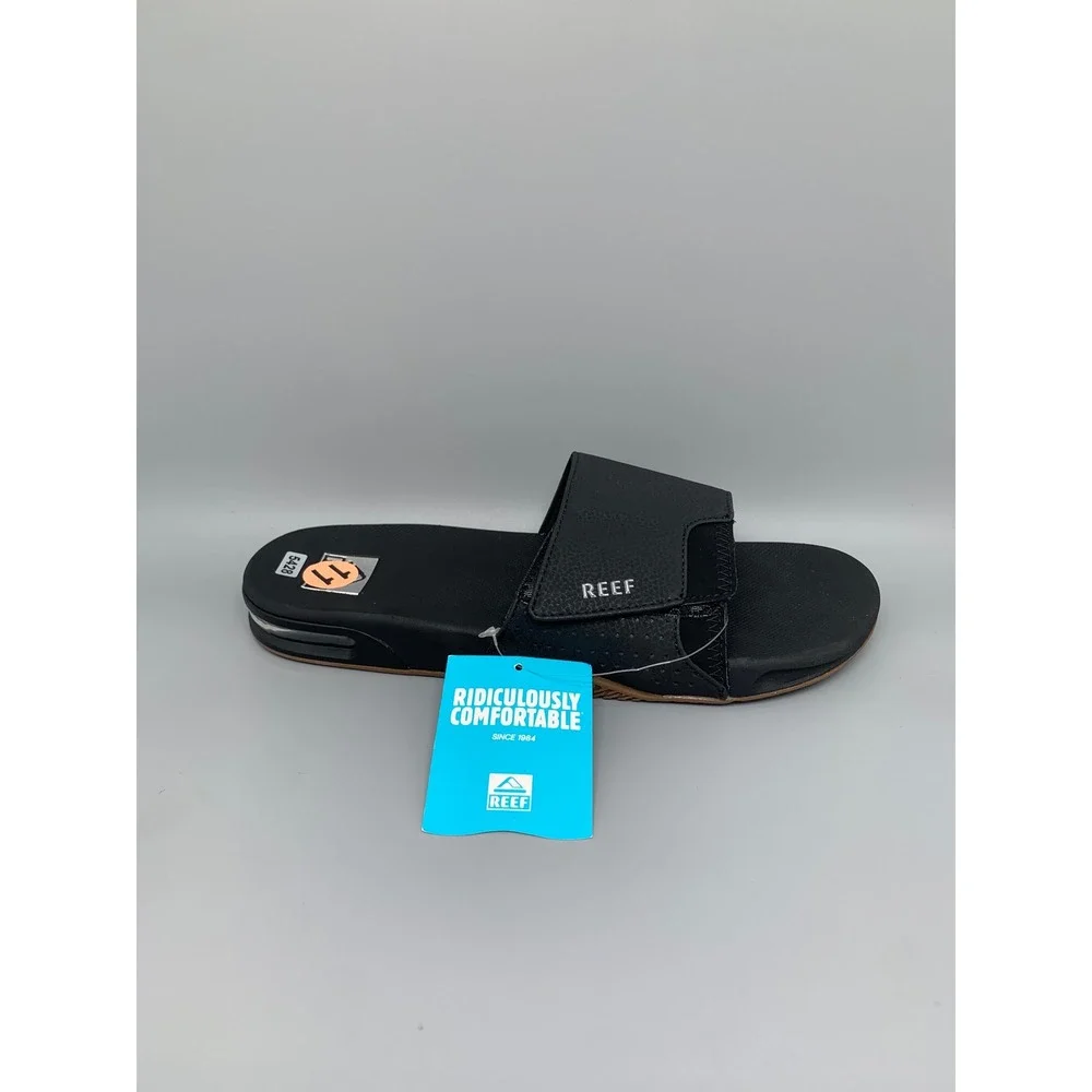 Reef Fanning Slide Black Silver Sandals CI3632 Men's Sz 11 NEW